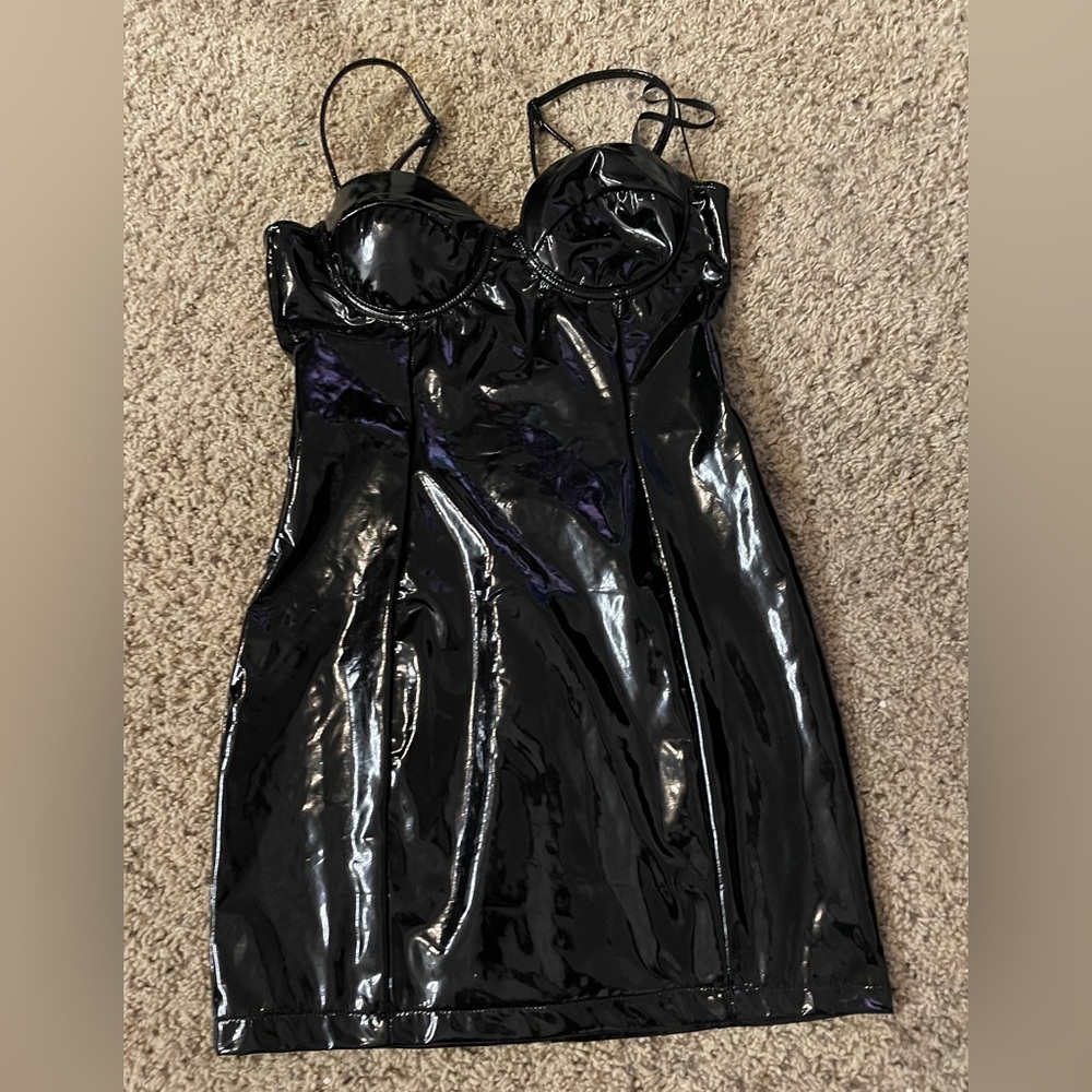 Black pleather dress XS